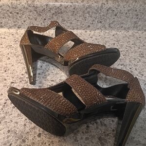 Michael Kors Bronze Glitter Strap High Heel Sandals